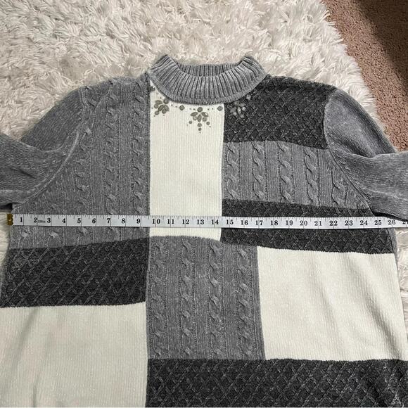 Alfred Dunner Gray Neutral Cream Color Block Sweater Size 2X - Picture 6 of 7